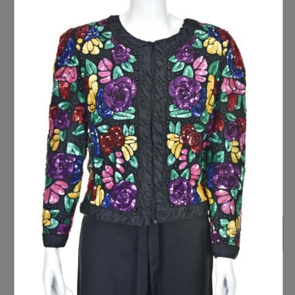 VTG 80s Scala Bead + Sequin Bolero Jacket - Picture 13 of 14